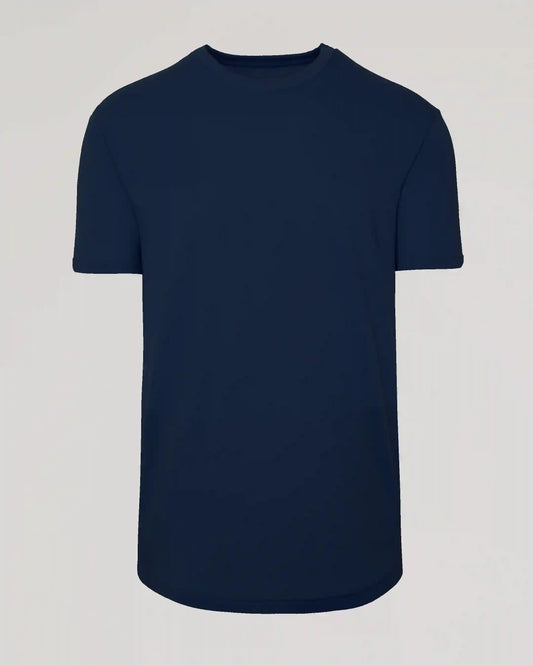 Navy Curved Hem Classic Crew Neck