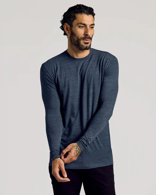 Heather Navy Tall Long Sleeve T-Shirt