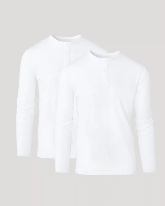 All White Classic Henley 2-Pack