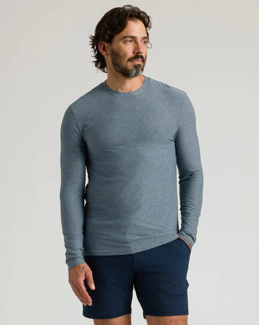 Heather Navy Active Long Sleeve Crew T-Shirt